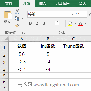 Excel取整函数Trunc，仅取整数部分不四舍五入