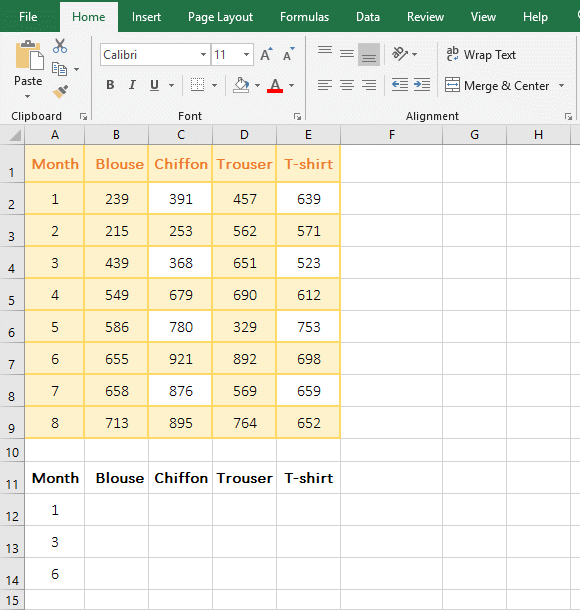 Index + Match function combination returns multiple values in the cells at the intersection of the Row_Nums and Column_Nums(index match formula in excel)