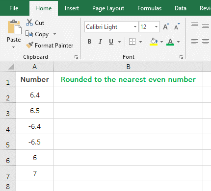 The function Even, rounded to the nearest even number in Excel