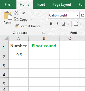 Argument Number of Floor function is negative and Significance is positive