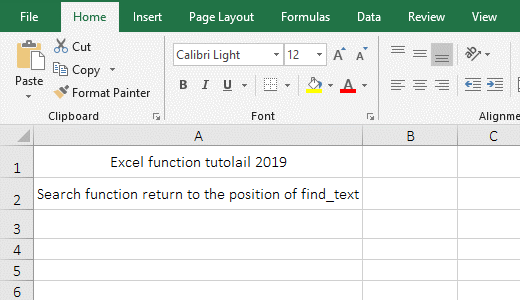 The examples of Excel Search function