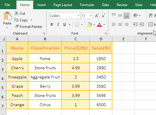 Return the specified column number as an array with Column function in Excel