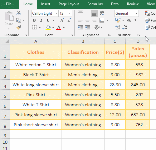 How to move a row down in excel