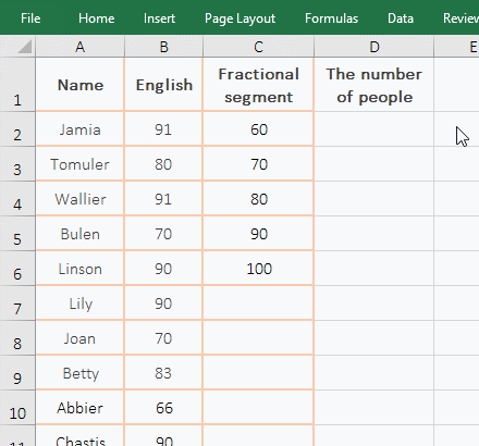 Excel frequency count