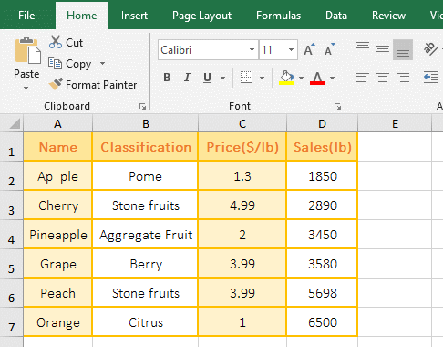 How to trim spaces in excel