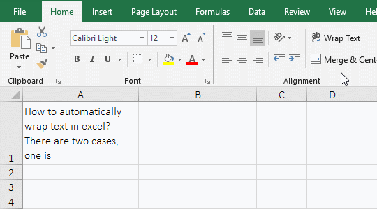 How to automatically wrap text in excel