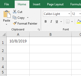 Examples of date formats in Excel