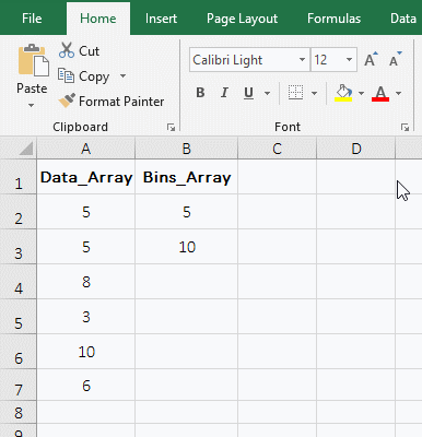 There are duplicate numbers and fills statistical results of different intervals into adjacent cells with frequency function in Excel.