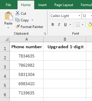 Upgrade the phone number with the Replace function in excel.