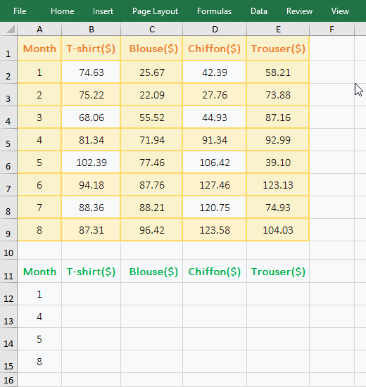 Indirect + Match + Column function combination extracts data in batches by criteria in Excel