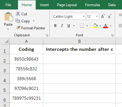 Right + Len + Find function combination to intercept tha all characters after a specified character of a different length of text