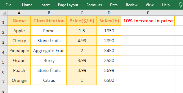 If + Product function combination realizes price increase according to criteria