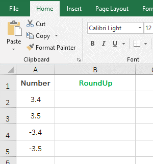 Excel RoundUp function