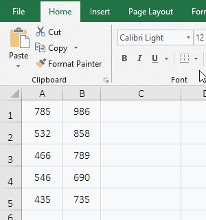 The result of the subtraction is negative and is converted to a positive number by the absolute value in Excel.