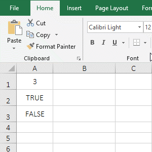 True and False are different value in cells, arrays or as arguments directly with Product function in Excel