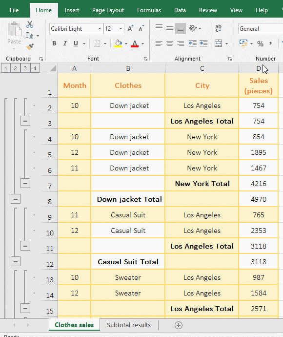 How to copy and paste subtotals in excel