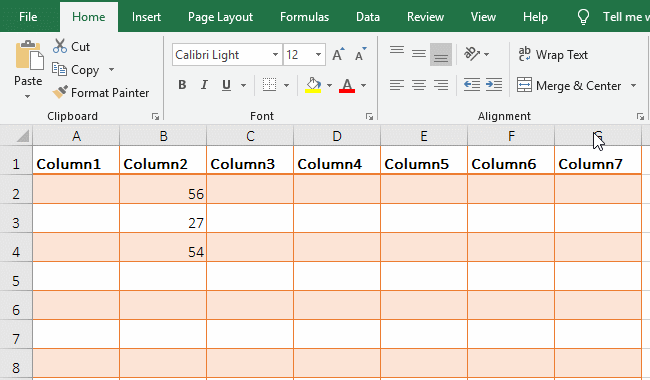 Adjustment with shortcut keys in excel