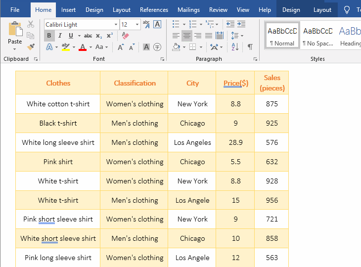 The indirect conversion method(How to convert word to excel), keep consistent with the source table