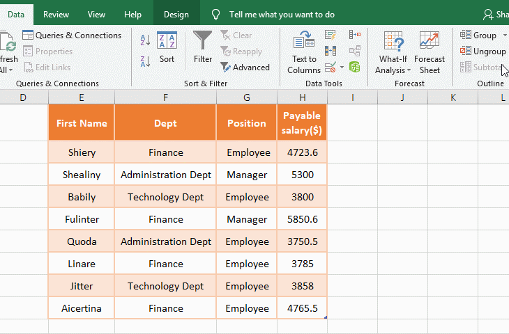 Why are the sort, filter and subtotal grayed out in excel?(Excel subtotal not available)