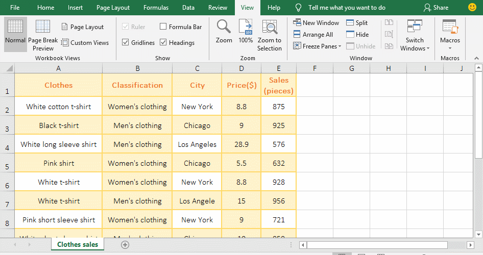 How to split into four windows in excel