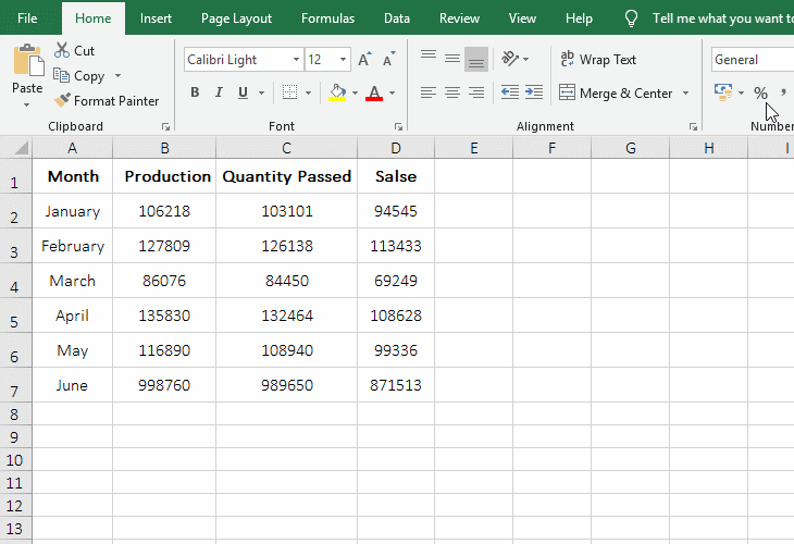 Excel displays 