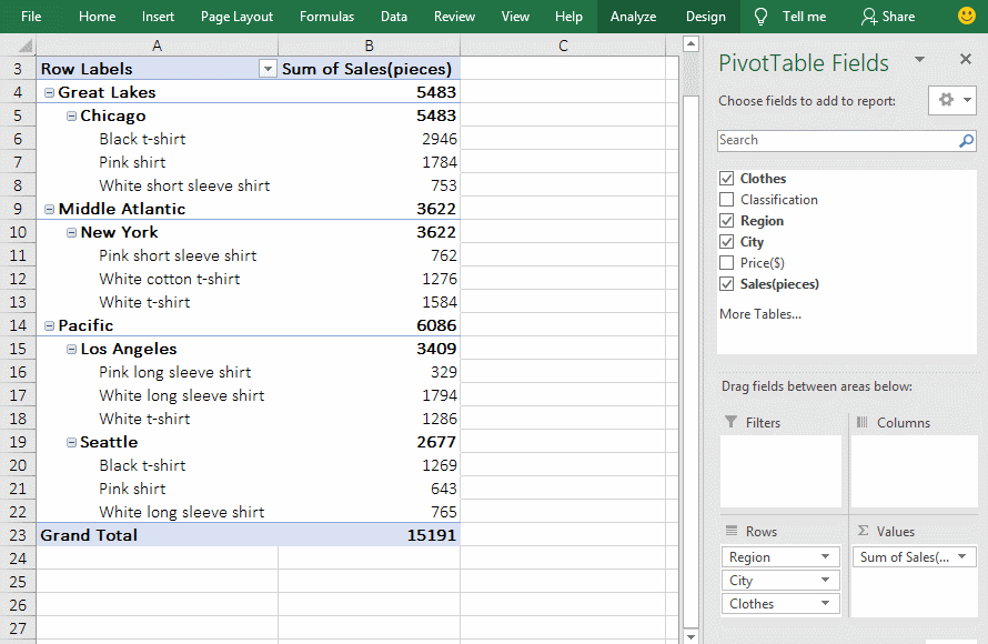 Difference from in Excel PivotTable Show Value As