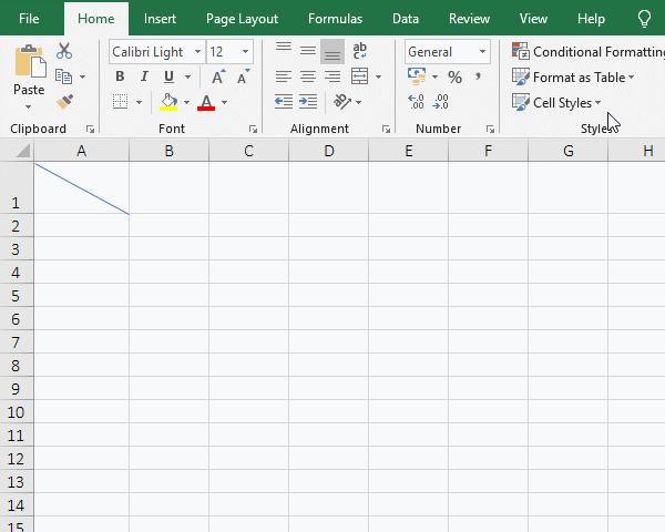 The cancellation method of the arrow for the slash that was set by Excel built-in style