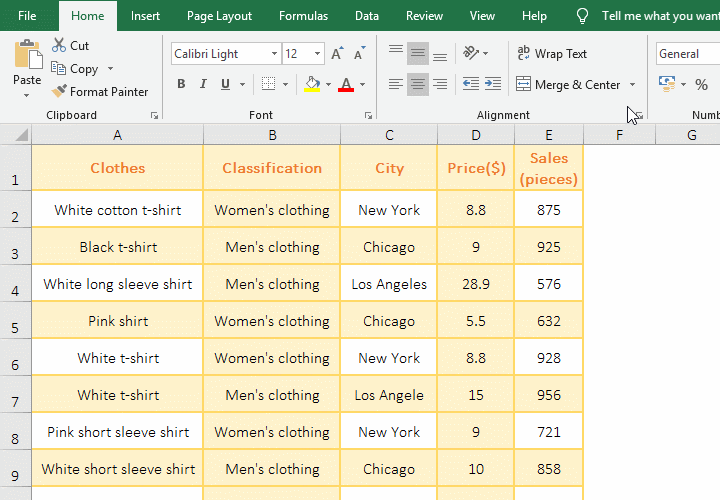 Show the Gridlines in Excel