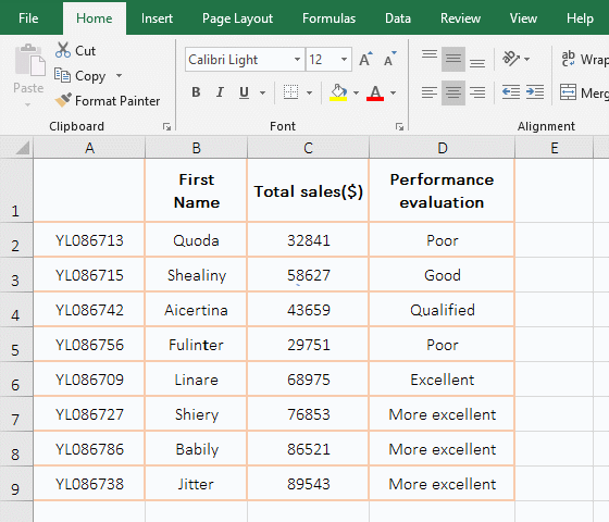 How to put a single slash in the header of table