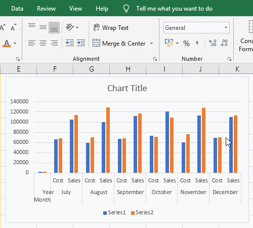 Modify the title of chart in Excel.