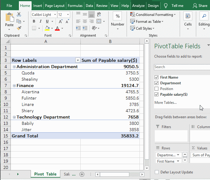 Automatically generate multiple paged reports form by Department in excel