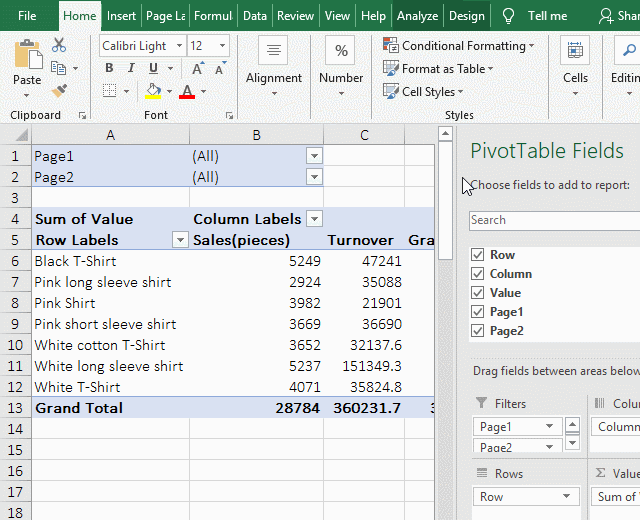 Modify the name of column in povit table in excel