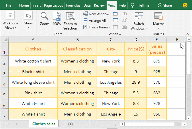 Excel freeze top row and first column at the same time