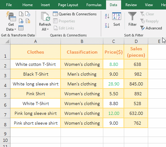 Filter by color in excel
