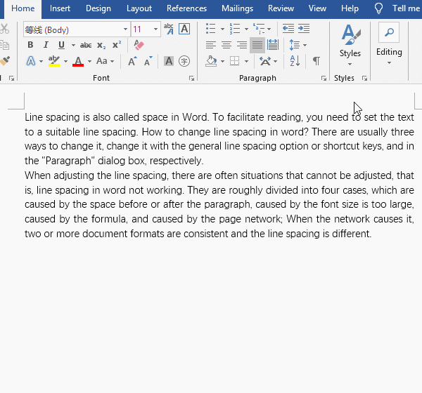 How to get 1.5 spacing in word
