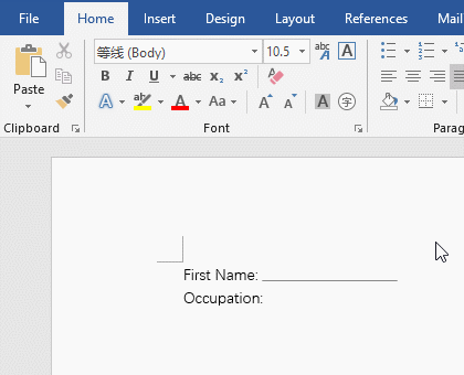 how to put underline in microsoft word without text
