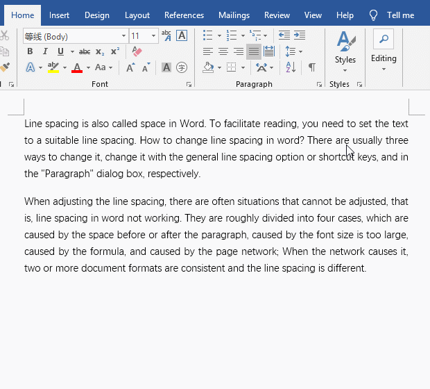why can't the space of the paragraphs be reduced in Word