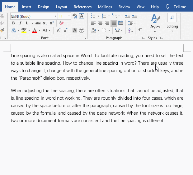 how to decrease spacing between lines in word