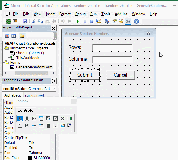 Excel VBA Generate random numbers.