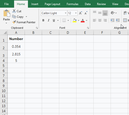 Round the value to two decimal places with the Number in excel