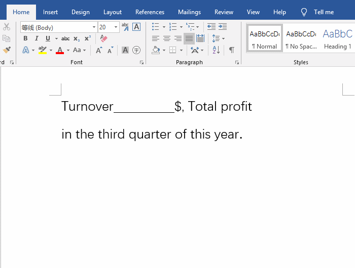 The blank space at the end of row cannot be underlined in Word