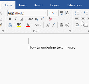 Underline while entering text in Word