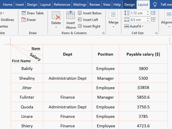 Delete the double diagonal lines in Word