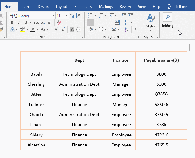 How to draw a diagonal line in word
