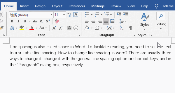 How to change line spacing in word