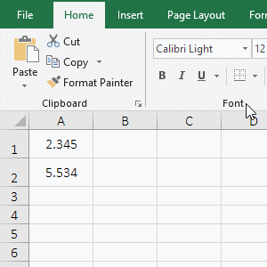 No round in excel