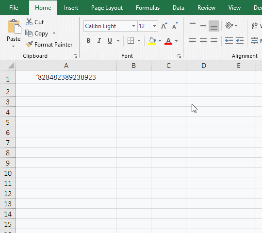 Set the Formats cell as text in Excel