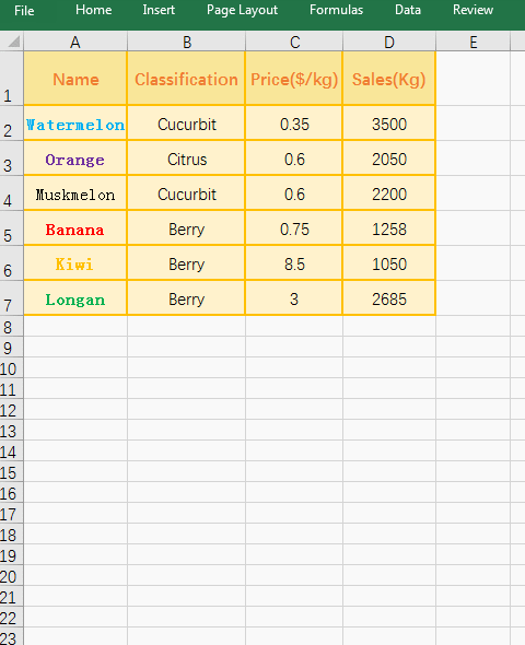 Excel sort by font color