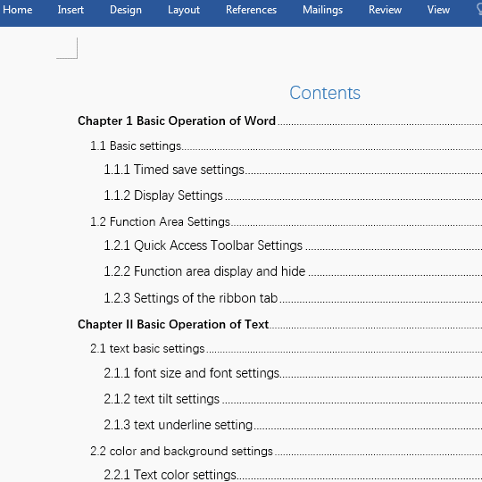 Word Change and delete the table of contents