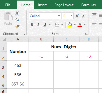 Round the number to the nearest digit to the left of the decimal point